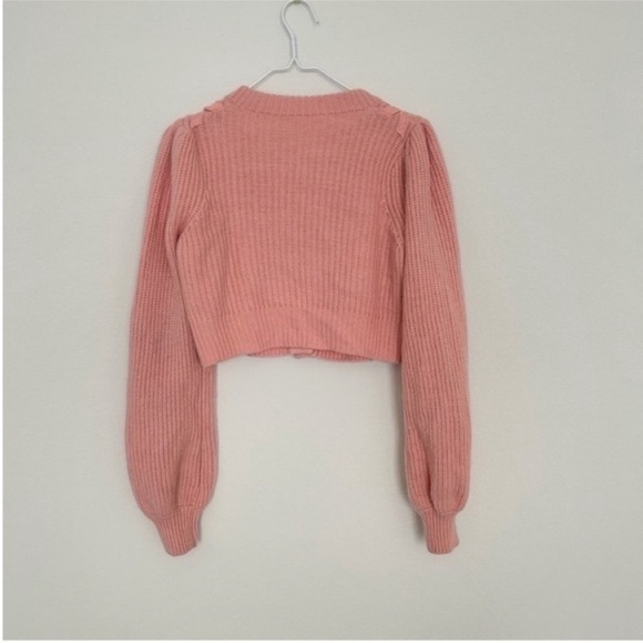 LoveShackFancy Branton Cashmere Cropped Cardigan Sweater Pink - Picture 8 of 10